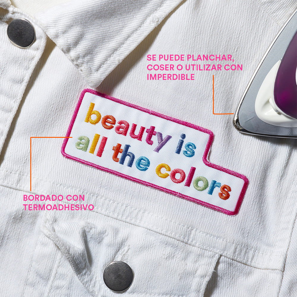 beauty is iron-on patch
